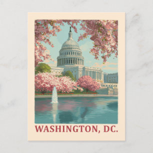 Carte Postale Washington DC - Cherry Blossoms & Capitol Building