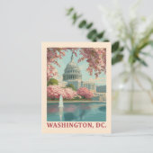 Carte Postale Washington DC - Cherry Blossoms & Capitol Building (Debout devant)