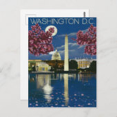 Carte Postale Washington DC la nuit, maison blanche, printemps (Devant / Derrière)