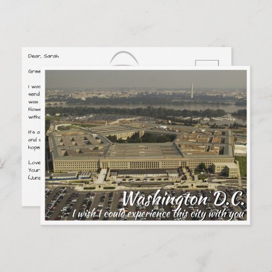 Carte Postale Washington DC Pentagon (Devant / Derrière)