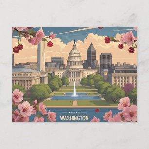 Carte Postale Washington DC printemps Skyline_fleur de cerisier