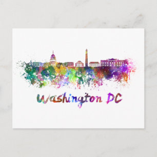 Carte Postale Washington DC skyline in watercolor