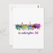 Carte Postale Washington DC skyline in watercolor (Devant / Derrière)