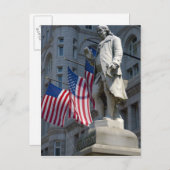 Carte Postale Washington, DC, statue de Benjamin Franklin (Devant / Derrière)