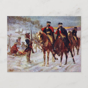 Carte Postale Washington et Lafayette à Valley Forge ~
