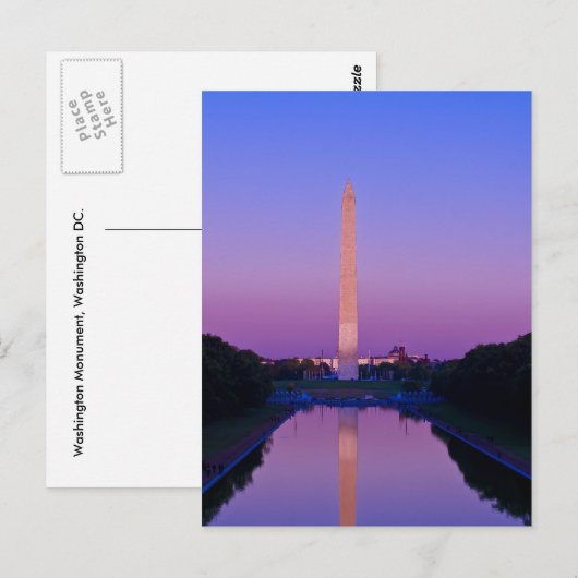 Carte postale Washington Monument (Devant / Derrière)