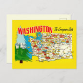 Carte Postale Washington State Map Vintage Postcard (Devant / Derrière)