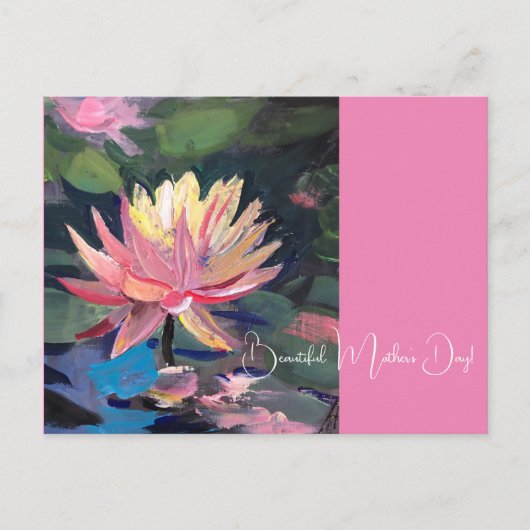 Carte Postale Water Lillie, fleur rose (Devant)