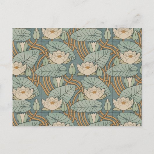 Carte Postale Water Lys Lily Art Nouveau Nature (Devant)