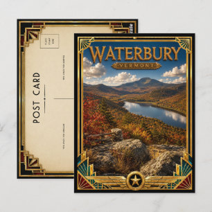Carte Postale Waterbury Vermont Art Déco Vintage Âge d'Or