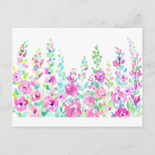 Carte Postale Watercolor abstract floral bed
