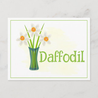 Carte Postale Watercolor Art Daffodil Flower March Birthday