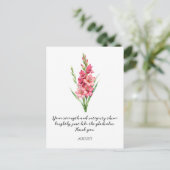 CARTE POSTALE WATERCOLOR AUGUST GLADIOLUS BIRTH FLOWER (Debout devant)