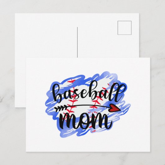 Carte Postale Watercolor Baseball Ball Baseball Maman (Devant / Derrière)
