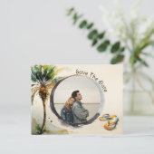 Carte Postale Watercolor Beach Enregistrer la date (Debout devant)