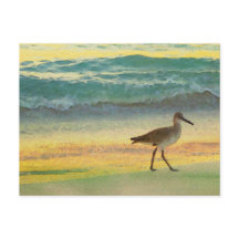 Watercolor Beach Sunset avec Sandpiper