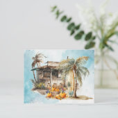 Carte Postale Watercolor Beach Thanksgiving (Debout devant)