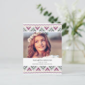 Carte Postale Watercolor Boho Photo Faire-part de graduation (Debout devant)