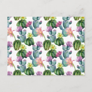 Carte Postale Watercolor Cacti Art Pattern