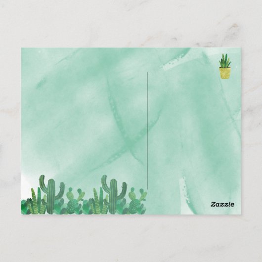 Carte Postale Watercolor Cactus Bonjour Salutation personnalisée (Dos)