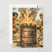 Carte Postale Watercolor Caribbean Breadfruit Scene (Devant / Derrière)