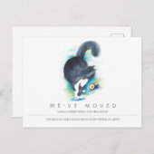 Carte Postale Watercolor Cat New Home Moving Faire-part (Devant / Derrière)