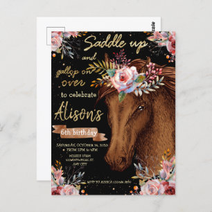 Carte Postale Watercolor cheval anniversaire cheval