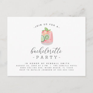 Carte Postale Watercolor Cocktail Minimalist Bachelorette Party