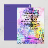 Carte Postale Watercolor cross bible verse Christian (Devant / Derrière)