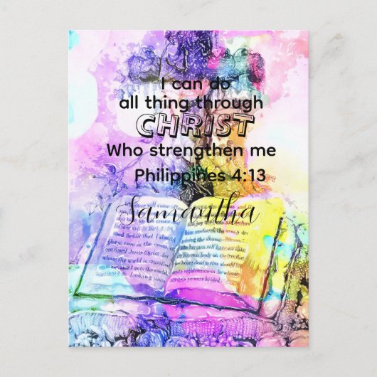 Carte Postale Watercolor cross bible verse Christian (Devant)