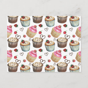 Carte Postale Watercolor cupcakes