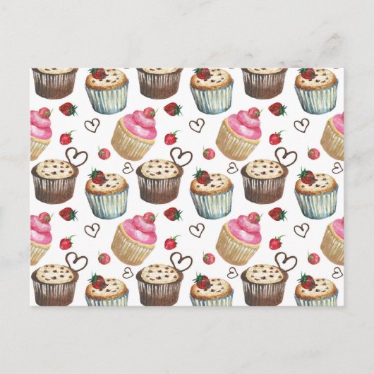 Carte Postale Watercolor cupcakes (Devant)