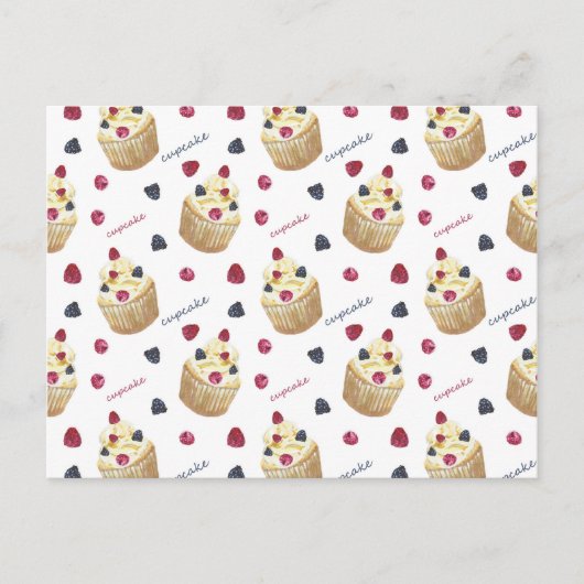 Carte Postale Watercolor cupcakes (Devant)