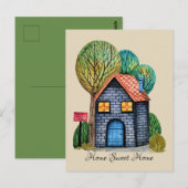 Carte Postale Watercolor cute Home Sweet Home Art (Devant / Derrière)