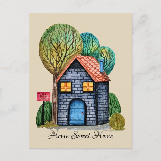 Carte Postale Watercolor cute Home Sweet Home Art (Devant)
