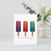 Carte Postale Watercolor Cute Popsicle Glaces Creams (Debout devant)