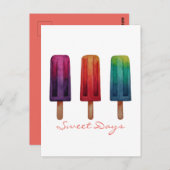 Carte Postale Watercolor Cute Popsicle Glaces Creams (Devant / Derrière)