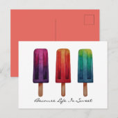 Carte Postale Watercolor Cute Popsicle Glaces Creams (Devant / Derrière)