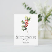 CARTE POSTALE WATERCOLOR DECEMBER HOLLY BIRTH FLOWER (Debout devant)