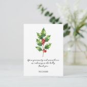CARTE POSTALE WATERCOLOR DECEMBER HOLLY BIRTH FLOWER (Debout devant)