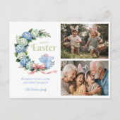 Carte Postale Watercolor Easter Hydrangea Cute Bunny 2 Photo (Devant)