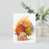 Carte Postale Watercolor Fall Chig Design - Berger allemand (Debout devant)