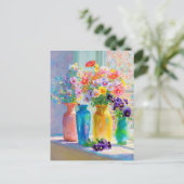 Carte Postale Watercolor Floral  (Debout devant)