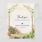 Carte Postale Watercolor Garden Arch Romantic Wedding Thank You (Devant)