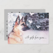 Carte Postale Watercolor German Shepherd Certificat cadeau (Devant / Derrière)