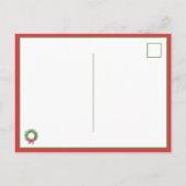 Carte Postale Watercolor Green Wreath With Red Gingham Bow (Dos)