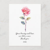 CARTE POSTALE WATERCOLOR JUNE ROSE BIRTH FLOWER (Devant)