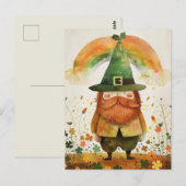 Carte Postale Watercolor Leprechaun Whimsical St. Patrick's Day (Devant / Derrière)
