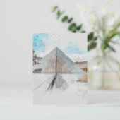Carte postale Watercolor Louvre Paris - Elégante F (Debout devant)