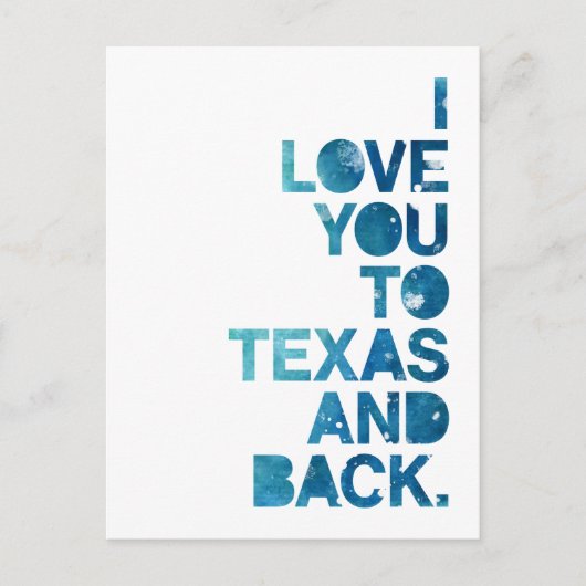 Carte postale Watercolor Love You To Texas et Back (Devant)